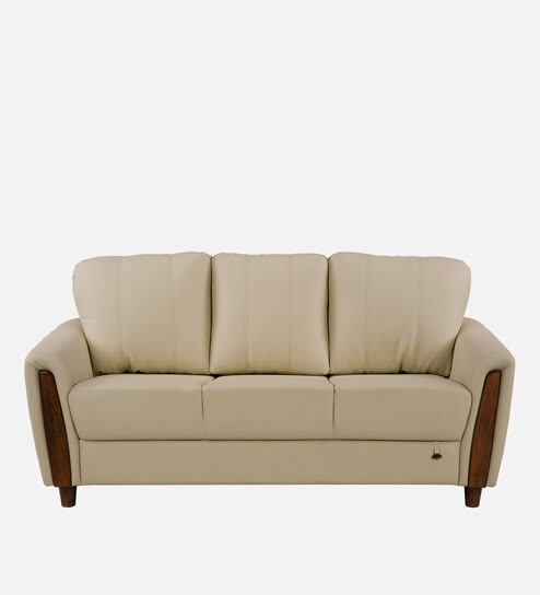 Martha Leatherette 3 Seater In Beige Colour