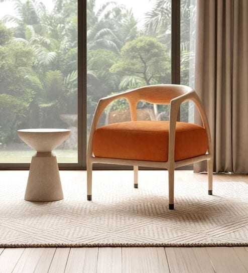 Maru Suede Lounge Chair In Orange Colour