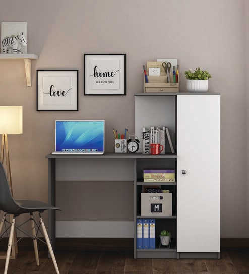 Marvel Study Table In Grey And Frosty White Finish