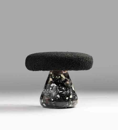 Masala Chai Pebble Granite Stool In Black Finish