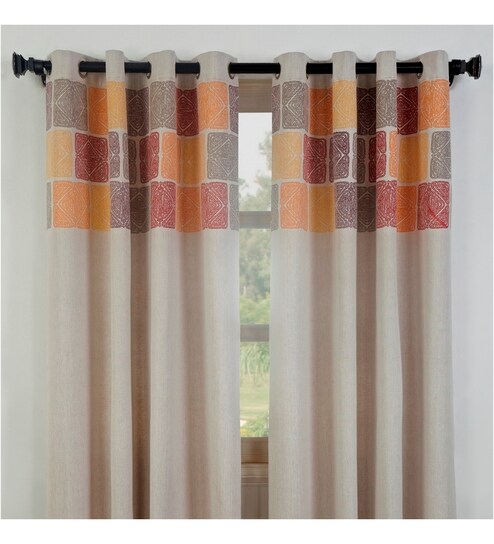 Buy Maspar Red Cotton Solid 96 X 46 Inch Curtain Online Solid