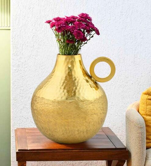 Matki Shaped Gold Aluminium Vase