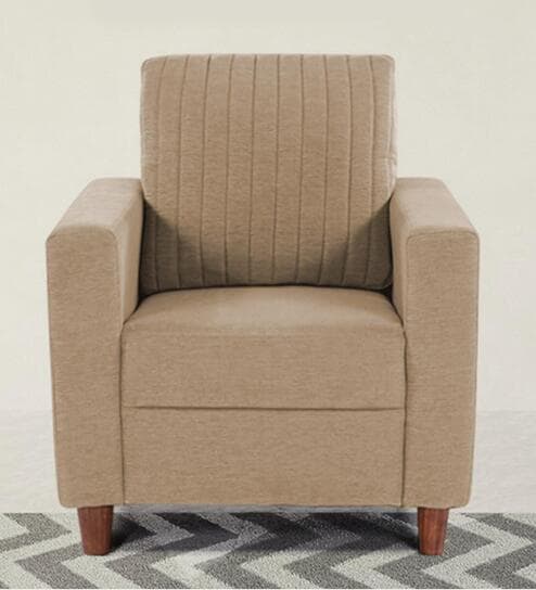 Matsu Fabric 1 Seater Sofa In Brown Colour