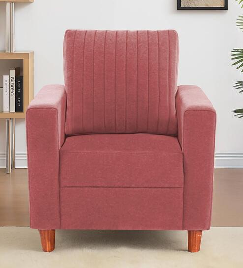 Matsu Fabric 1 Seater Sofa In Pink Colour