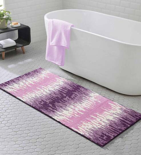 Mauve Abstract Polyester AntiSkid Bathmat by Obsessions
