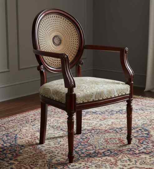 Mavric Teak Wood Arm Chair In Brown Finish