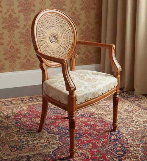 Mavric Teak Wood Arm Chair In Teak Finish