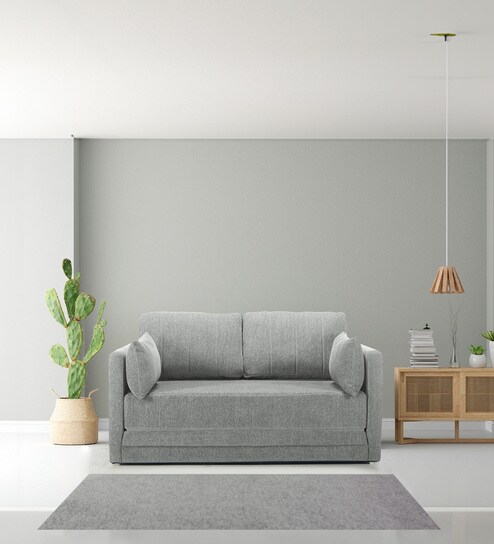 Max Fabric Pull-Out Sofa Cum Bed in Grey Colour