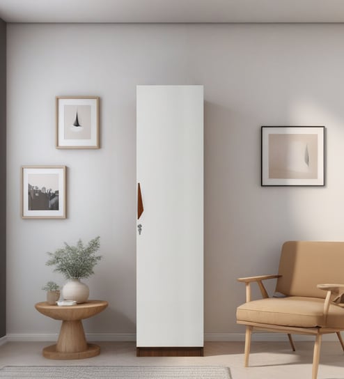 Maya 1 Door Wardrobe in Teak & White Finish