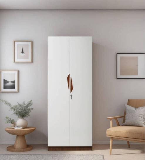 Maya 2 Door Wardrobe In Teak & White Finish