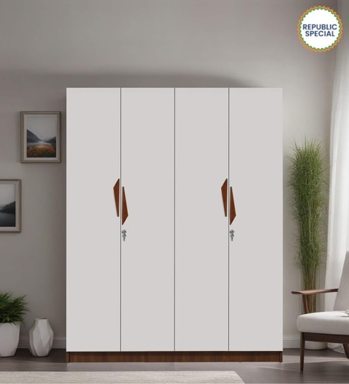 Maya 4 Door Wardrobe In Teak & White Finish