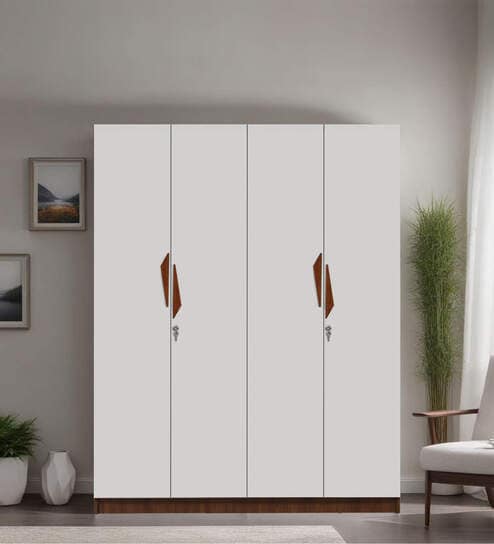 Maya 4 Door Wardrobe In Teak & White Finish