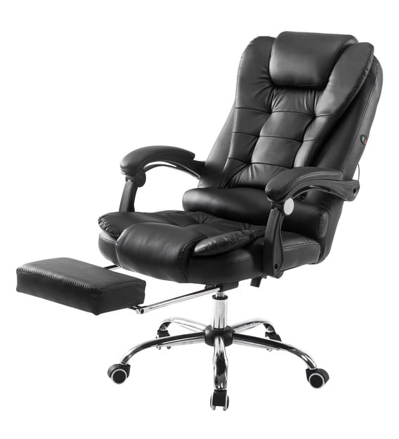Buy Manager Office Chair with Massager & Footrest in Black Colour by