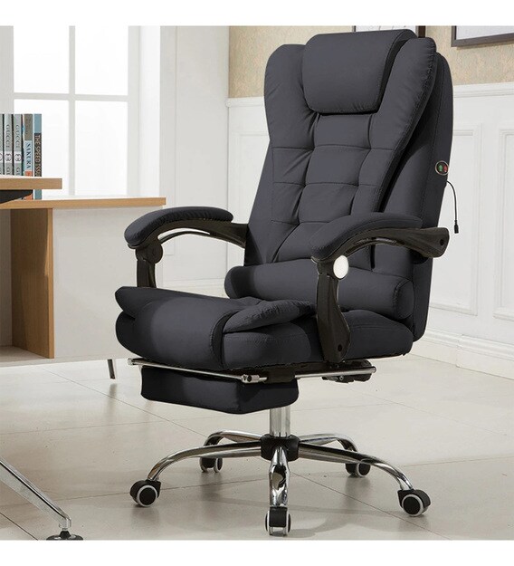 Buy Manager Office Chair with Massager & Footrest in Black Colour by