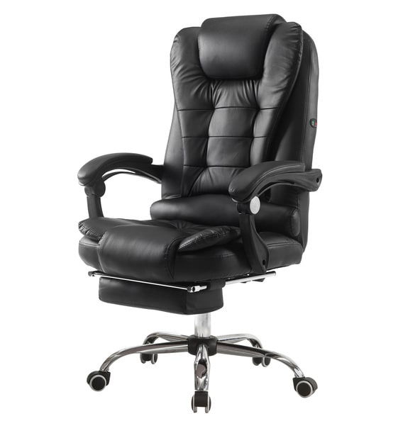 Buy Manager Office Chair with Massager & Footrest in Black Colour by ...