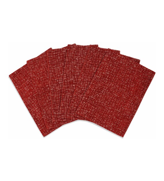 Buy Textured Maroon Polyester 18X13 Inches Placemats With Runner (Set