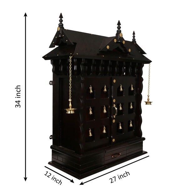 Buy Maroon Wood Wall Hanging / Floor Rested Kerala Style Mandir By