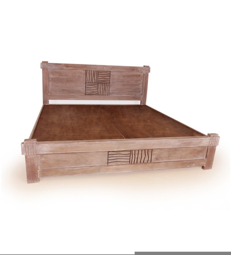 Olida Mango Wood King Size Bed with Two Bed Side Tables by Mudramark