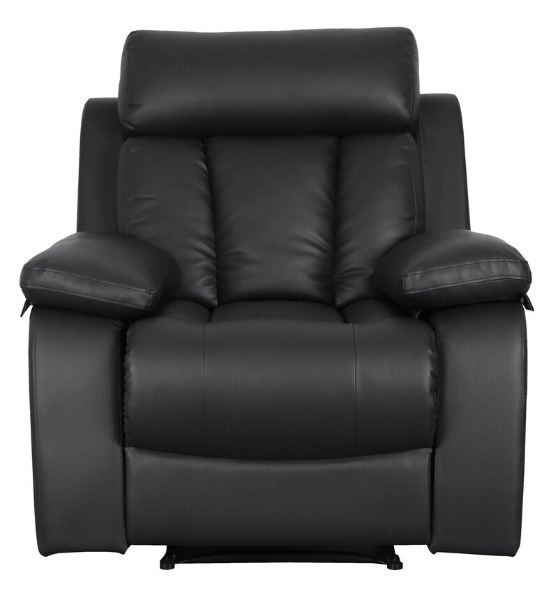 Buy Magna Leatherette Manual 1 Seater Recliner in Black Colour by