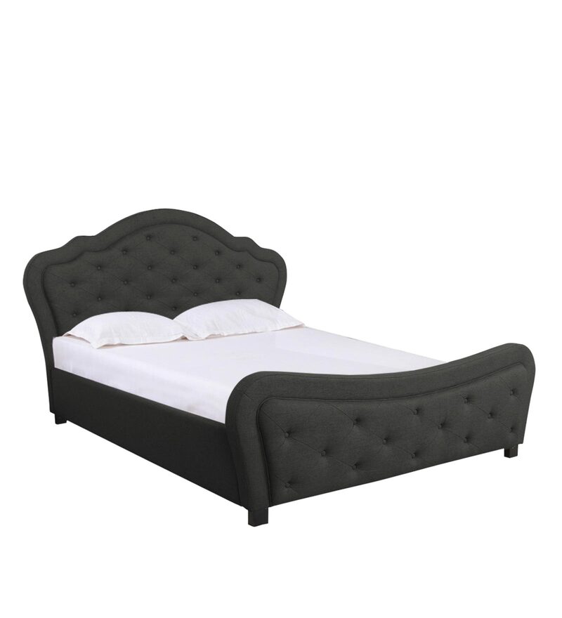 Buy Magnum Fabric Upholstered King Size Bed in Gray Colour Online