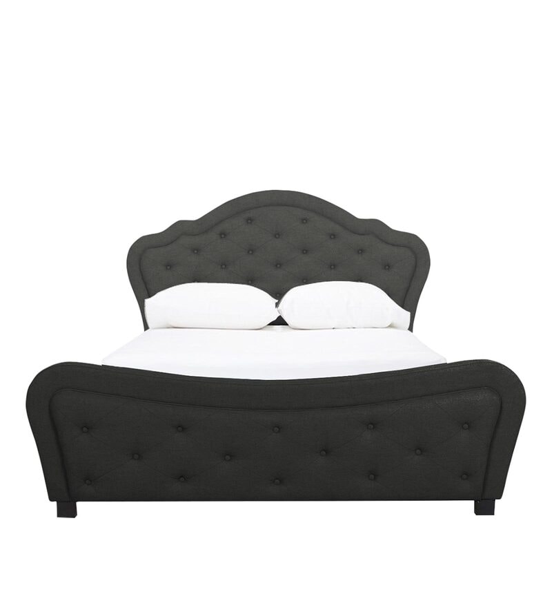Buy Magnum Fabric Upholstered King Size Bed in Gray Colour Online Upholstered King Size Beds
