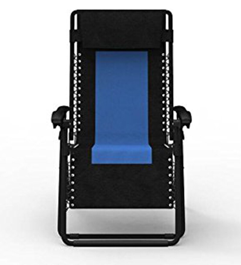 Buy Malta Metal Folding Outdoor Recliner Chair in Blue & Black Finish