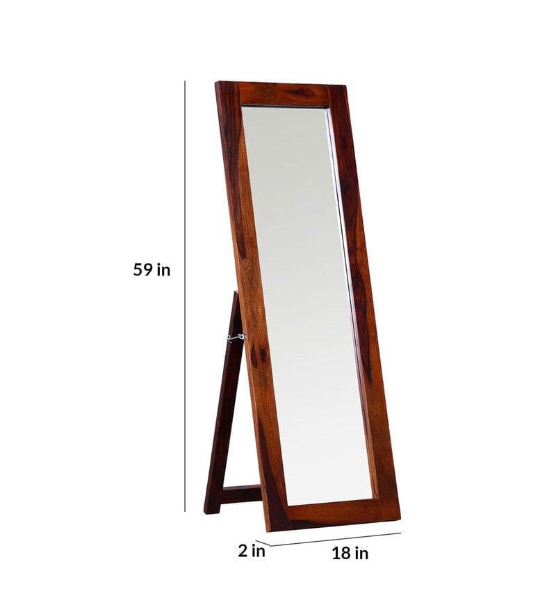 Buy Mango Wood Full Length Mirror in Brown colour By Woodenmood Online