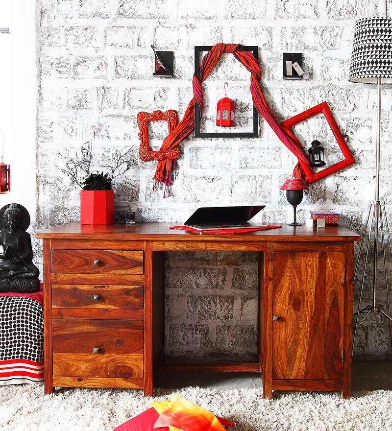 Buy Cashmere Study & Laptop Table in Provincial Teak Finish