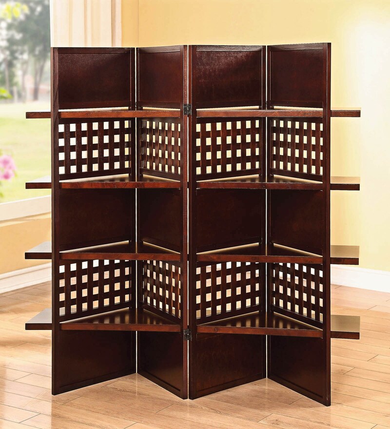 Buy Solid Wood Room Divider in Brown Colour by Wooden Twist Online