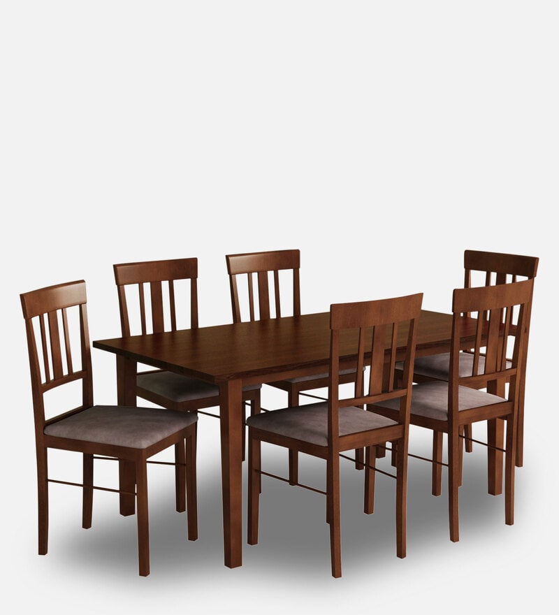 mariko 6 seater dining set in walnut finish by mintwud