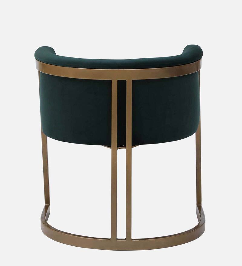 Buy Horta Velvet Barrel Chair in Dark Green Colour Online Barrel