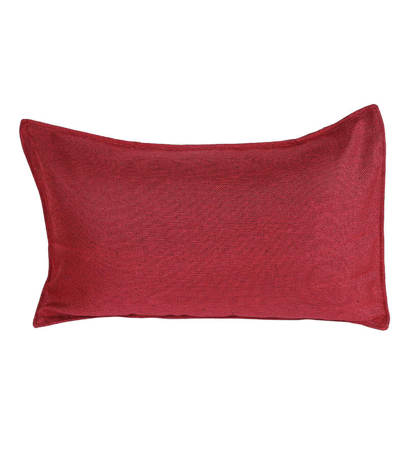 Buy Maroon Premium Jute Solid Pillow Cover (Set of 2) by The Conversion
