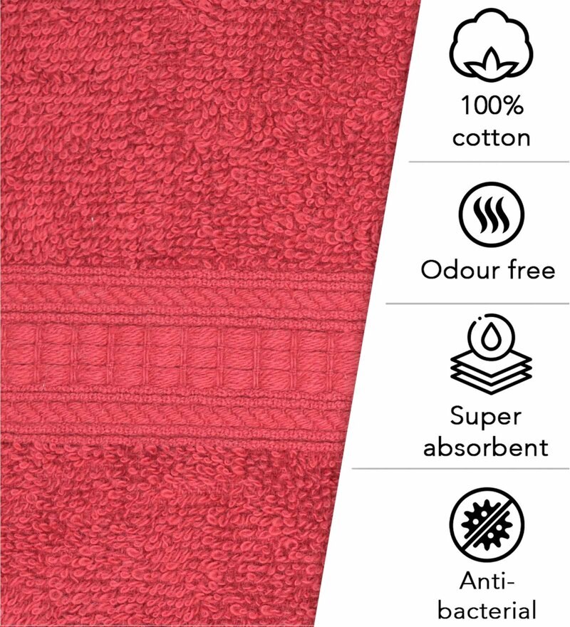 Buy Maroon Solid 550 GSM Cotton Bath Towel by RANGOLI Online Solid