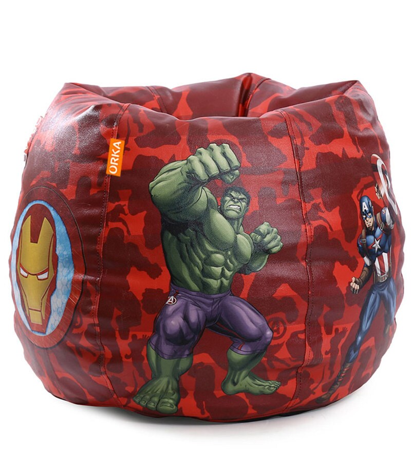 Buy Marvel Avengers Kids Bean Bag with Beans in Multicolour by Orka(With Small cushion Inside