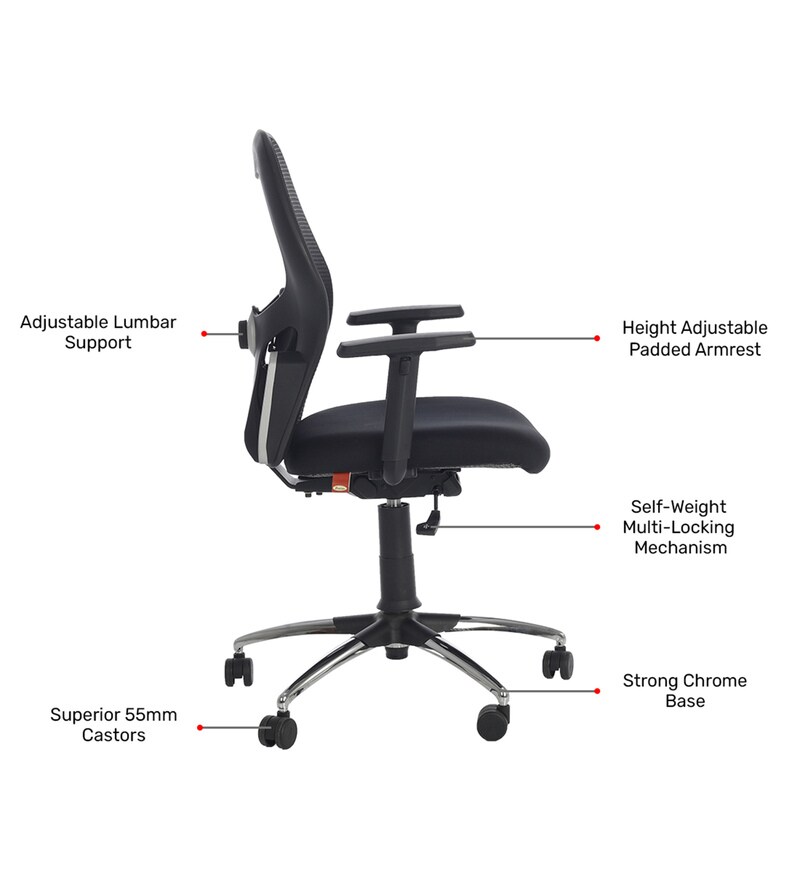 Buy Marvel Premium High Back Ergonomic Chair in Black Colour by Durian