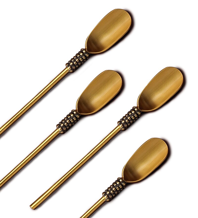 Buy Brass Masai Ice Cream Spoons Set of 4 by Ellementry Online