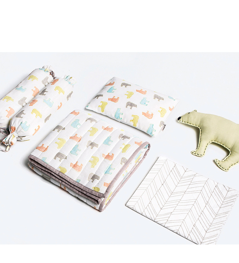 Buy Masilo Bear Organic Cotton 5 Pc Crib Set In Multicolour Online