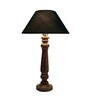 Mabel Antique Black Wood Table Lamp With Green Shade