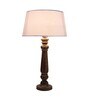 Mabel Antique Black Wood Table Lamp With White Drum Shade