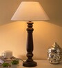 Mabel Antique Black Wood Table Lamp With White Shade