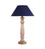 Mabel Rustic Wood Table Lamp With Blue Shade