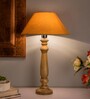 Mabel Rustic Wood Table Lamp with Golden Shade