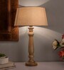 Albany Khadi Cotton Shade Night Lamp With Wood Base