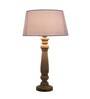 Mabel Rustic Wood Table Lamp With White Drum Shade