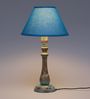 Ciel White Fabric Shade Table Lamp With Blue Base -