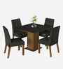 Madera 4 Seater Dining Set In Brown Finish