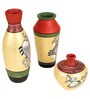 Madhubani Art Gold & Red Terracotta Floor Vase