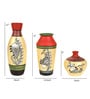 Madhubani Art Gold & Red Terracotta Floor Vase