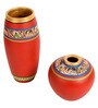 Madhubani Earthen Anaya (Set Of 2) Red Terracotta Floor Vase