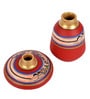 Madhubani Earthen Adelia (Set Of 2) Red Terracotta Table Vase